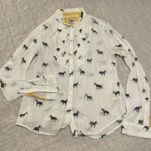 Anthropologie Holding Horses animal print shirt.